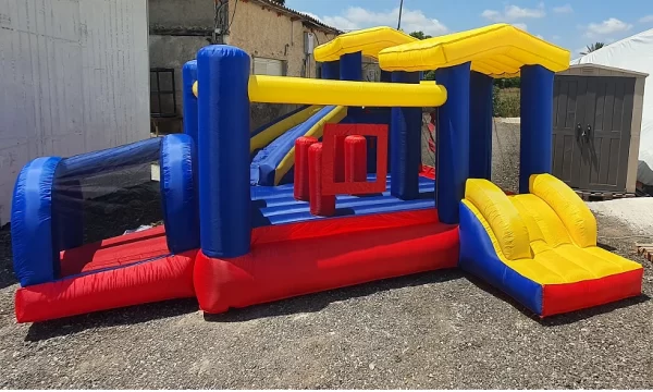 ⁦מתקן קפיצה מתנפח גדול | D4848 | פארק שעשועים | Jumpy Jump | מגלשה+משטח קפיצה+מנהרה+אתגרון | המגן⁩ – תמונה ⁦2⁩