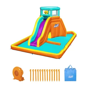 מתקן קפיצה מתנפח עם מים גדול | 53385 | מגדל גאות ושפל | Bestway | מגלשה+קיר טיפוס+שיכשוכית+מנהרה | המגן