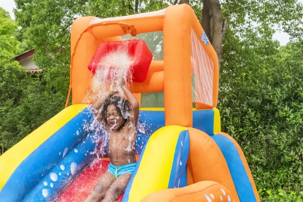 ⁦מתקן קפיצה מתנפח עם מים בינוני מגלשה+קיר טיפוס+שיכשוכית |53301|פארק מים|Bestway|המגן⁩ – תמונה ⁦4⁩