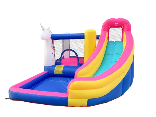 ⁦מתקן קפיצה מתנפח עם מים בינוני | 63109 | חד קרן | JUMPER שיכשוכית+מגלשה+קיר טיפוס+משטח קפיצה | המגן⁩ – תמונה ⁦3⁩