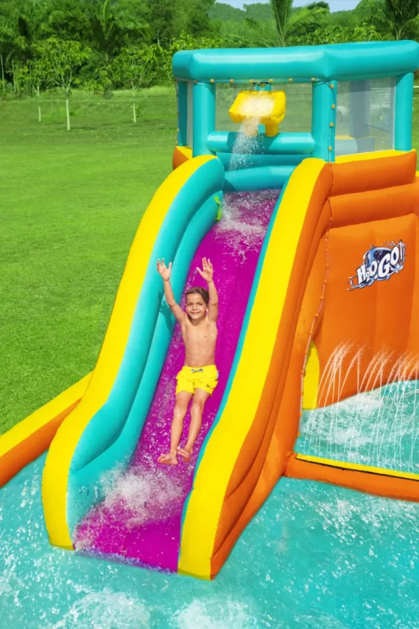 ⁦מתקן קפיצה מתנפח עם מים גדול | 53385 | מגדל גאות ושפל | Bestway | מגלשה+קיר טיפוס+שיכשוכית+מנהרה | המגן⁩ – תמונה ⁦7⁩