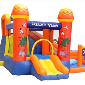 מתקן קפיצה מתנפח אי הפיראטים עם מים|63108 |JUMPER | שיכשוכית+מגלשה+קיר טיפוס| המגן