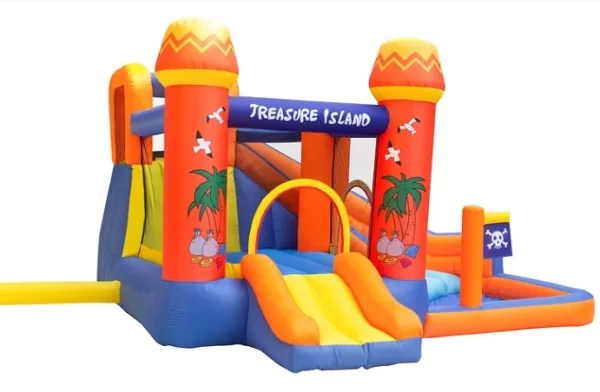 מתקן קפיצה מתנפח אי הפיראטים עם מים|63108 |JUMPER | שיכשוכית+מגלשה+קיר טיפוס| המגן