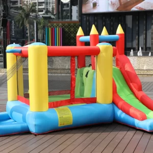 מתקן קפיצה מתנפח עם מגלשה ואיזור קפיצה מגודר|D62028|מתקן יבש|Doctor Dolphin | המגן