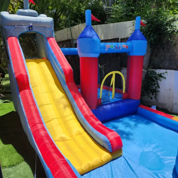 ⁦מתקן קפיצה מתנפח בינוני עם מים | W5027 | הארמון | Jumpy Jump | משטח קפיצה+מגלשה+שיכשוכית | המגן⁩ – תמונה ⁦2⁩