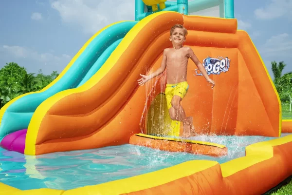 ⁦מתקן קפיצה מתנפח עם מים גדול | 53385 | מגדל גאות ושפל | Bestway | מגלשה+קיר טיפוס+שיכשוכית+מנהרה | המגן⁩ – תמונה ⁦5⁩