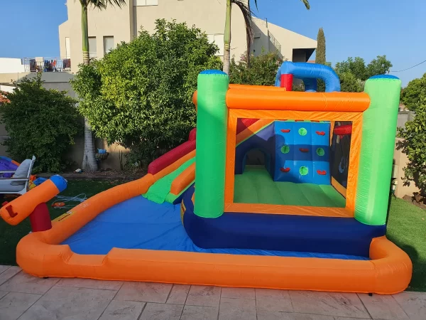 ⁦מתקן קפיצה מתנפח עם מים גדול|W4034|המקפצה הרטובה|Jumpy Jump|מגלשה+משטח קפיצה+שכשוכית | המגן⁩ – תמונה ⁦4⁩